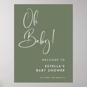 Poster Élégant et moderne Sage foncé Vert Oh Baby