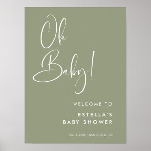Poster Élégant et moderne Sage Green Oh Baby