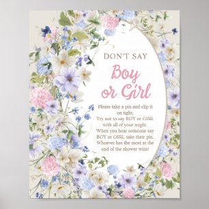 Poster Elégant été prés floral Ne pas dire garçon ou fill