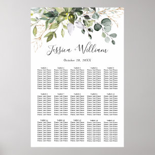 Poster Élégant Eucalyptus 15 Tables Mariage GRAPHIQUE DE 