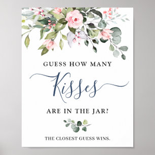 Poster Elegant Eucalyptus Blush Roses Mariage Shower