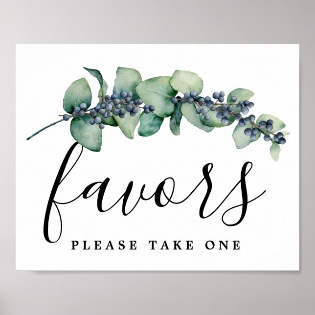 Poster Élégant Eucalyptus Botanical Wedding Favor Sign (Devant)
