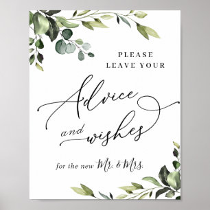 Poster Élégant Eucalyptus Conseils & Voeux Mariage Signal