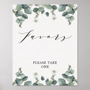 Poster Elegant Eucalyptus Favors Sign