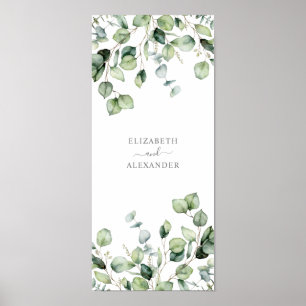 Poster Elégant eucalyptus feuille verdure simple mariage