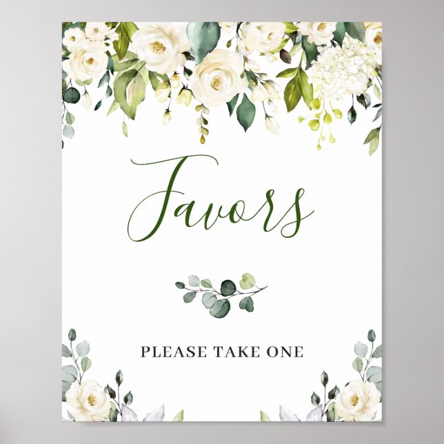 Poster Élégant Eucalyptus Floral Faveurs Mariage SIGNE (Devant)