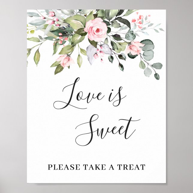 Poster Elégant Eucalyptus Floral L'amour est doux Mariage (Devant)