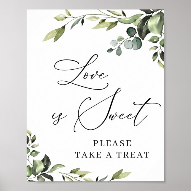 Poster Elégant Eucalyptus Floral L'amour est Mariage doux (Devant)