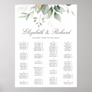 Poster Elégant Eucalyptus Greenery Mariage Seating Chart