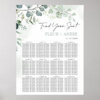 Elégant Eucalyptus Greenery Mariage Seating Chart