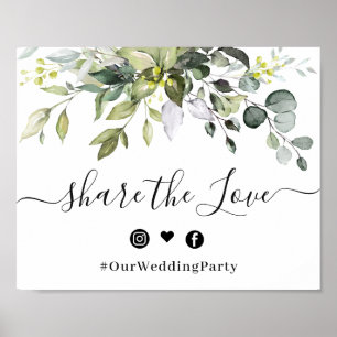 Poster Élégant Eucalyptus Partagez le signe Mariage d'amo