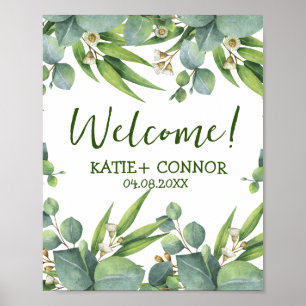 Poster Elégant Eucalyptus verdure Favoriser Bienvenue Inv