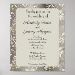 Poster Élégant Faire-part de mariage Vintage en eau