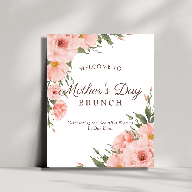 Poster Élégant Fête des Mères Rose Floral Accueil (Créateur téléchargé)