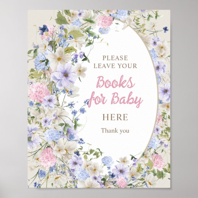Poster Elégant Fleur sauvage Meadow blush books pour bébé (Devant)