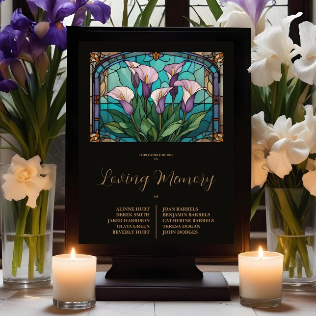 Poster Elegant Floral Calla Stained Glass Effect in Mauve (Elegant Floral Calla Stained Glass Effect in Mauve Shades for Wedding Memorial Table Posters.)