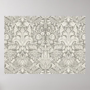 Poster élégant formel brocart de dentelle en damas blanc