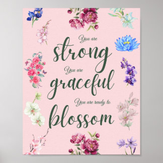 Poster Élégant fort gracieux floral rose