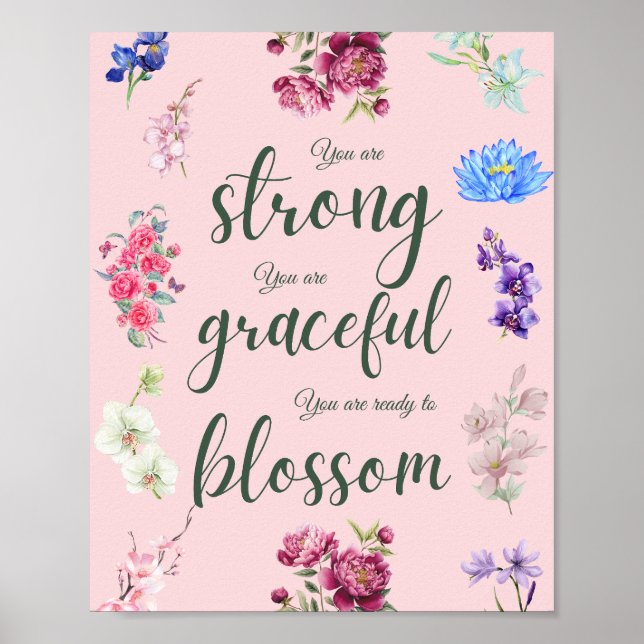 Poster Élégant fort gracieux floral rose (Devant)