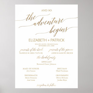 Poster Elégant Gold Calligraphy Adventure Wedding Program
