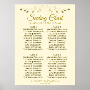 Poster Elégant Gold & Cream 4 Mariage de table carte de s