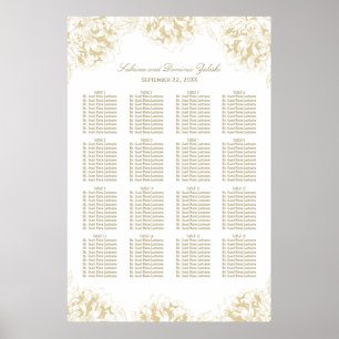Poster Elégant Gold Floral Peony Mariage Siège