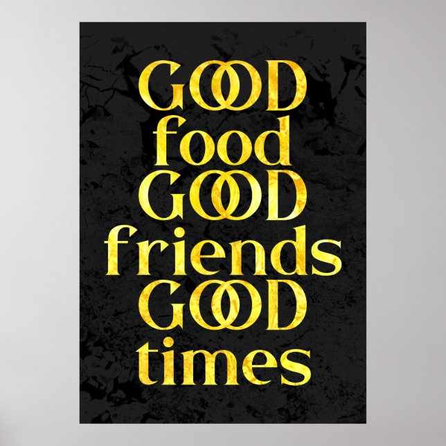 Poster Elegant Gold Good Food Friends & Times Citation (Devant)