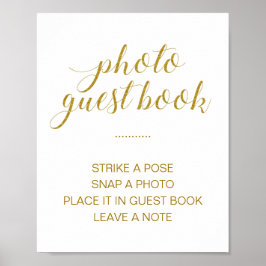Poster Élégant Gold Photo Guest Book Mariage Sign