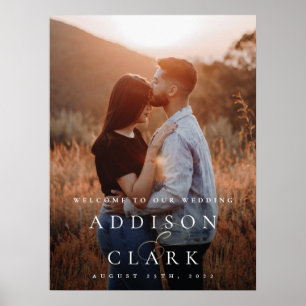 Poster Elegant Gold Script Photo Mariage Bienvenue