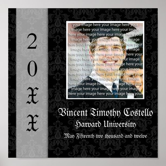 Poster Elégant Graduation Photo Collage Wall Art (Devant)