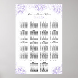 Poster Elégant Gris Violet Floral Peony Mariage Siège