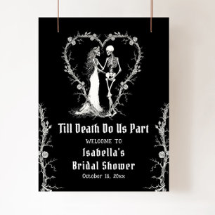 Poster Elégant Halloween Squelette Fête des mariées Bienv