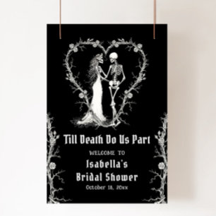 Poster Elégant Halloween Squelette Fête des mariées Bienv