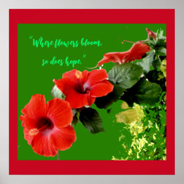 Poster Elégant Hibiscus Rouge Jardins à Devis Fleurs Pers