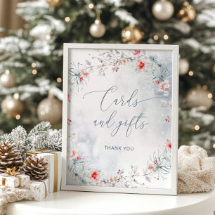 Poster Élégant hiver Dusty Blue neige Cartes et cadeaux