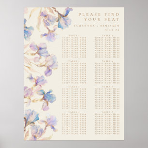 Poster Élégant Iris Floral Mariage Carte de siège