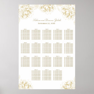 Poster Elégant ivoire or Floral Peony Mariage Siège