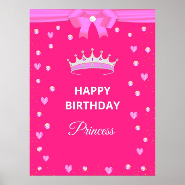 Poster Elégant Joyeux Anniversaire Princesse & Gems sur F (Devant)