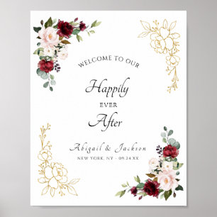 Poster Élégant Joyeux Jour Après Mariage