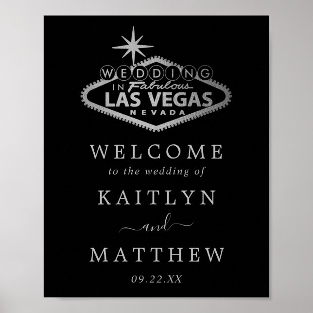 Poster Elégant Las Vegas Destination Mariage Bienvenue (Devant)