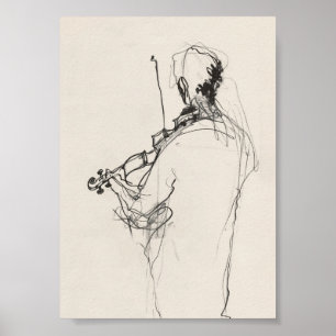 Poster Elégant lecteur de violon Vintage - Premium