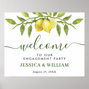 Poster Élégant Lemons Végétal ENGAGEMENT PARTI Bienvenue