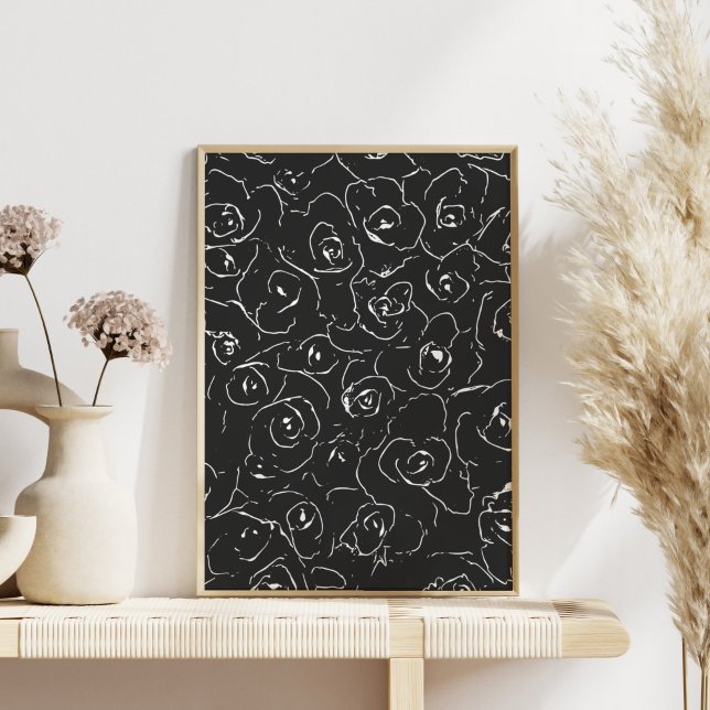 Poster Élégant ligne Botanique Motif noir blanc (Créateur téléchargé)