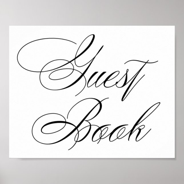 Poster Élégant livre d'hôtes Calligraphie noire | Symbole (Devant)