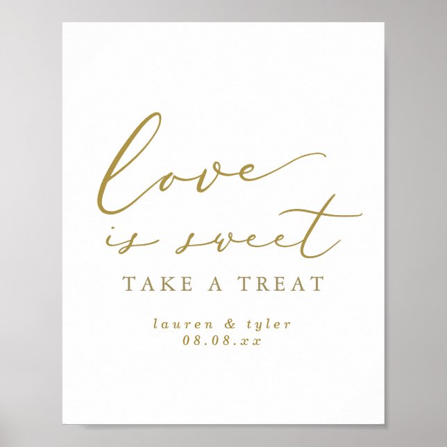Poster Elegant Love is Sweet Gold Signe personnalisé (Devant)