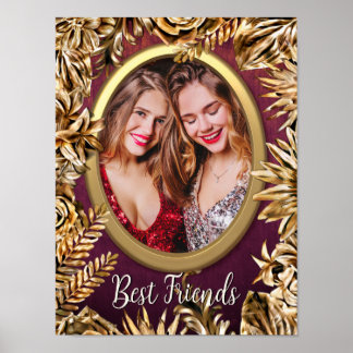 Poster Elégant Luxe Gold Flowers Ajouter Votre Photo Pers