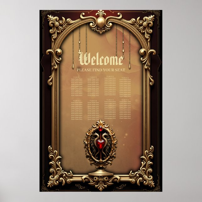 Poster Élégant luxueux emblème du coeur. (Devant)