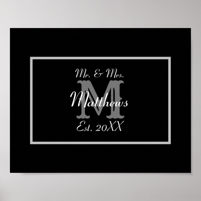 Poster Élégant M. et Mme Monogram Black (Devant)