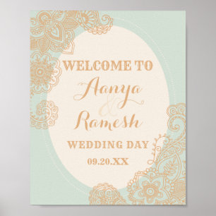 Poster Élégant Mandala Cercle pointillé Mehndi Mariage