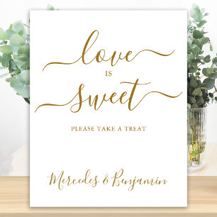 Poster Élégant Mariage Aimer Sweet Gold Table personnalis